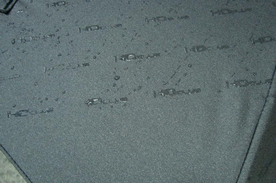 下角平常傘面的樣子, 上面是沾到水出現logo